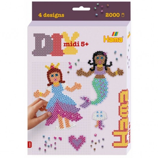 Hama Strijkkralen Midi 3D Prinsessen en Zeemeerminnen 2000 Stuks
