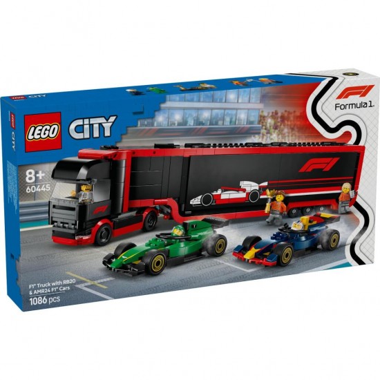 Lego City 60445 F1 Truck met RB20 en AMR24 F1 Auto&#039