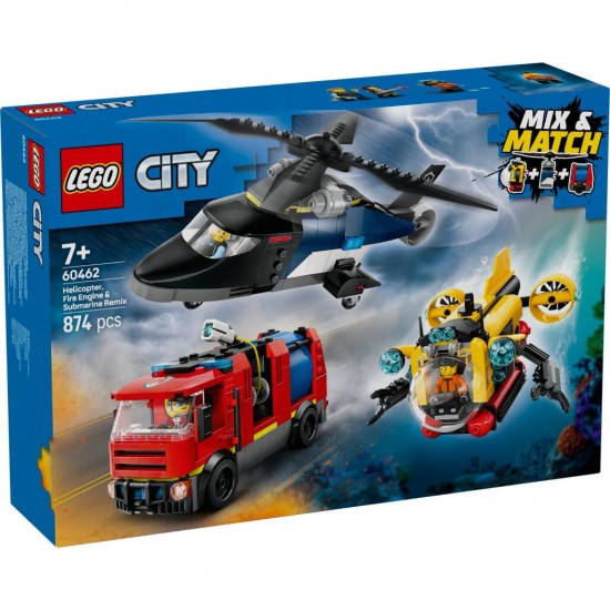 Lego City 60462 Great Vehicles Helikopter, Brandweerauto en Onderzee&euml