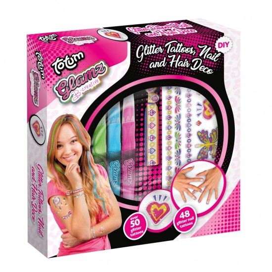 Totum Glamz Glitter Tattoos Nagel- en Haar Decoratieset