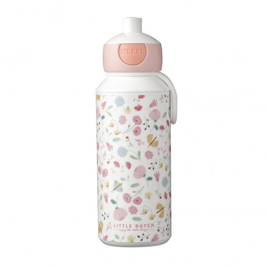 Mepal Campus Pop-Up Drinkfles Little Dutch Flowers and Butterflies 400 ml Roze/Wit